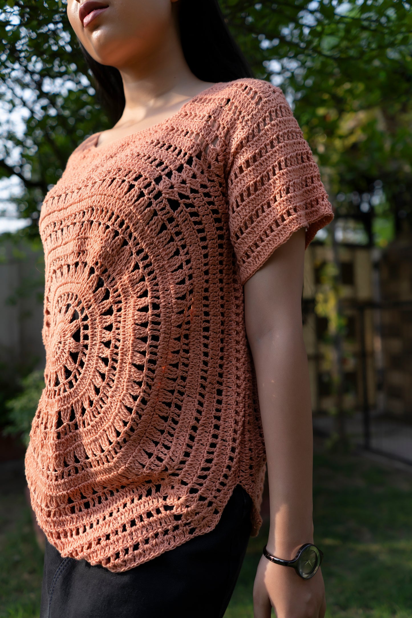 Terracotta Circular Motif Handmade Crochet Top