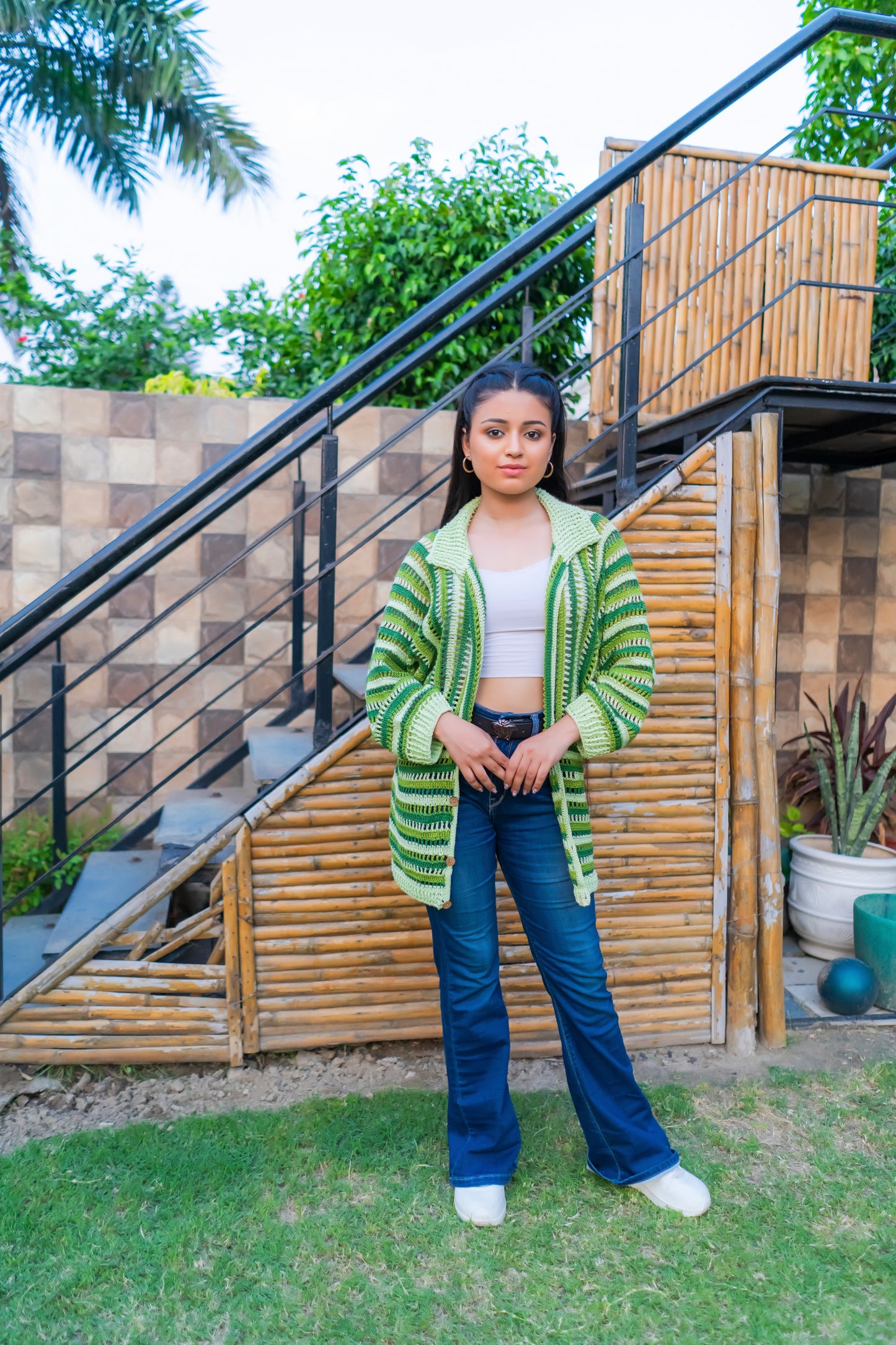 Forest Stripes Handmade Cardigan