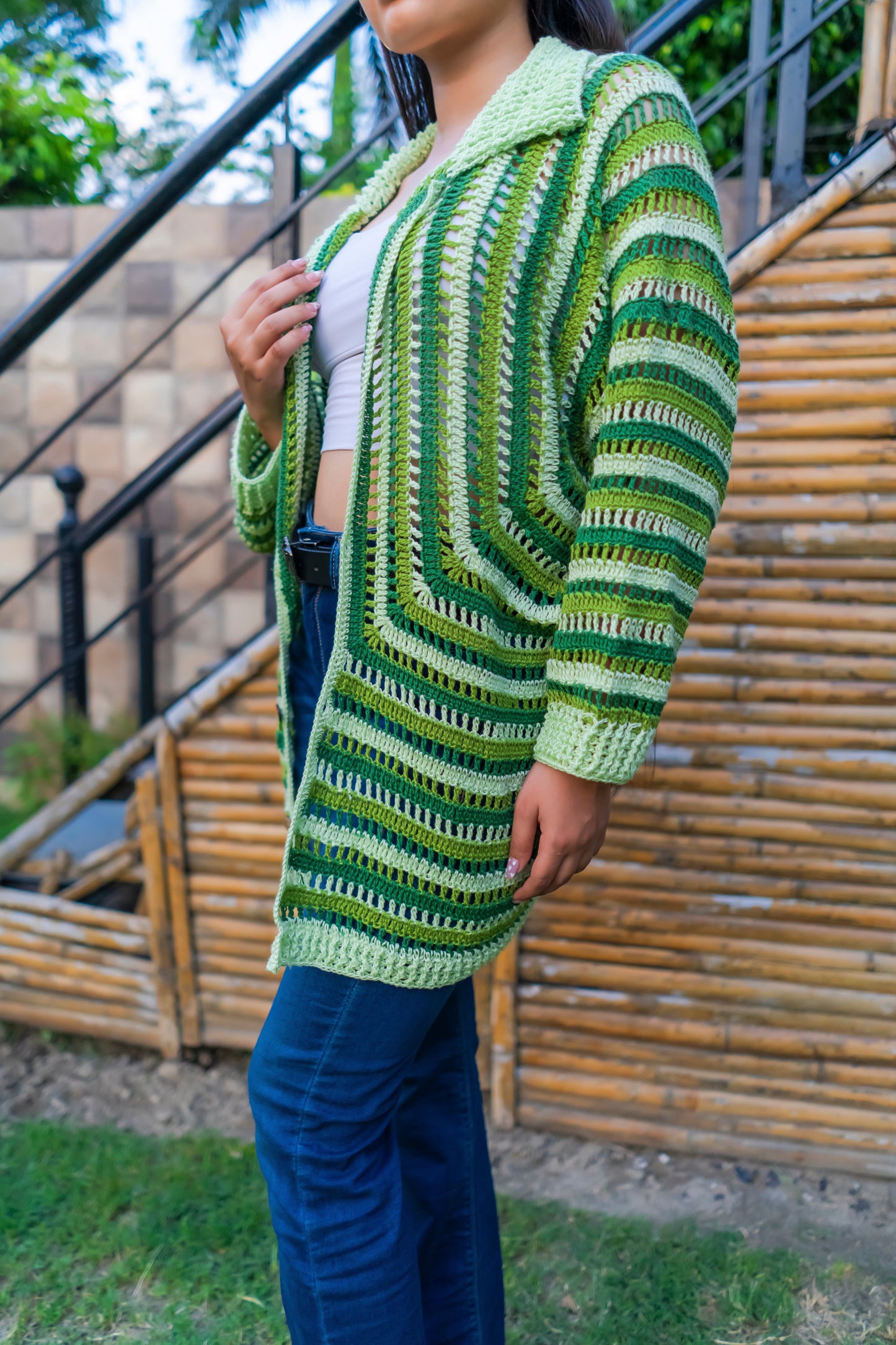 Forest Stripes Handmade Cardigan