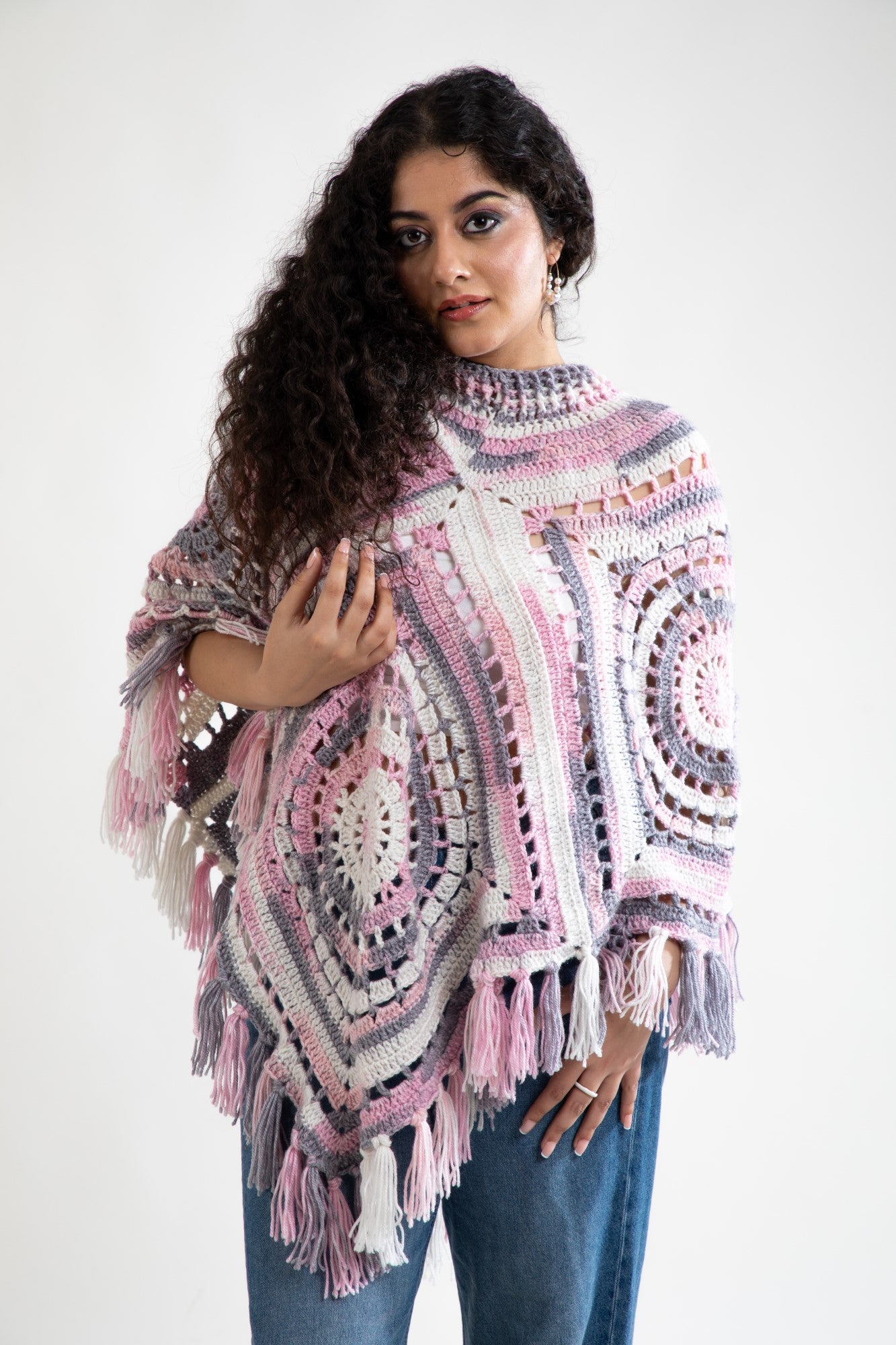 Blossom Glow Crochet Poncho
