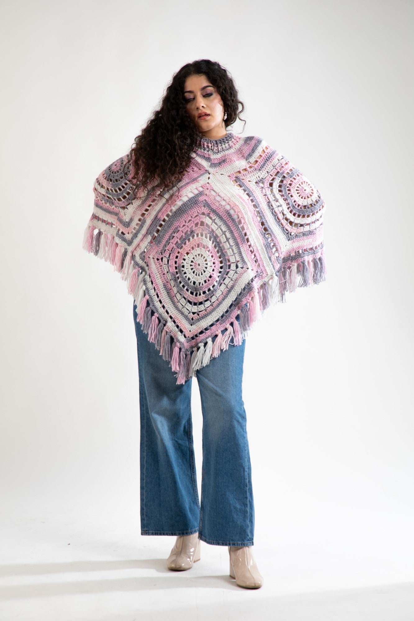 Blossom Glow Crochet Poncho