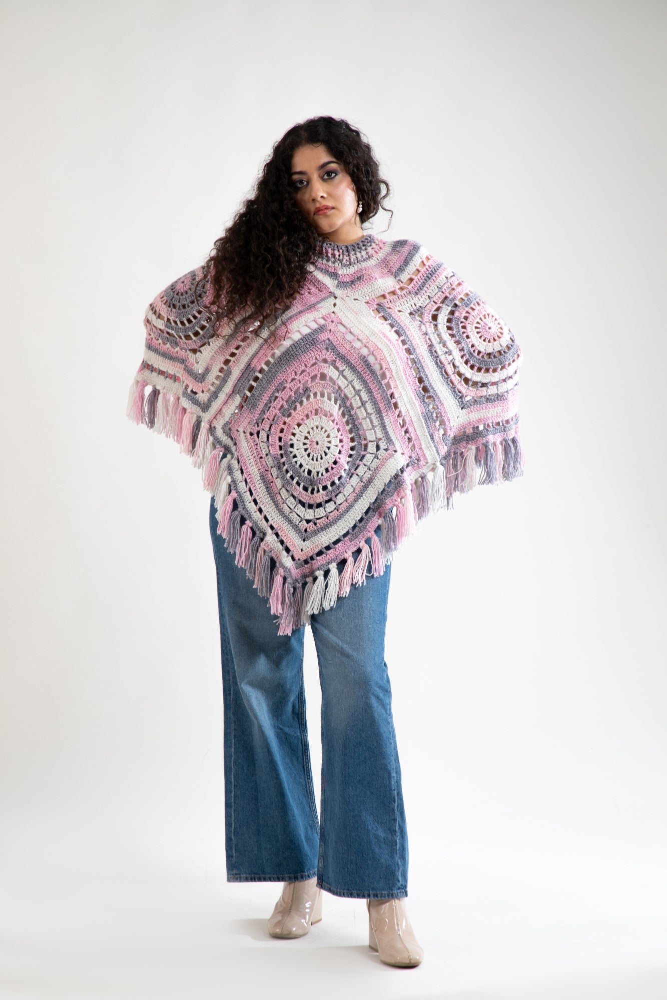 Blossom Glow Crochet Poncho