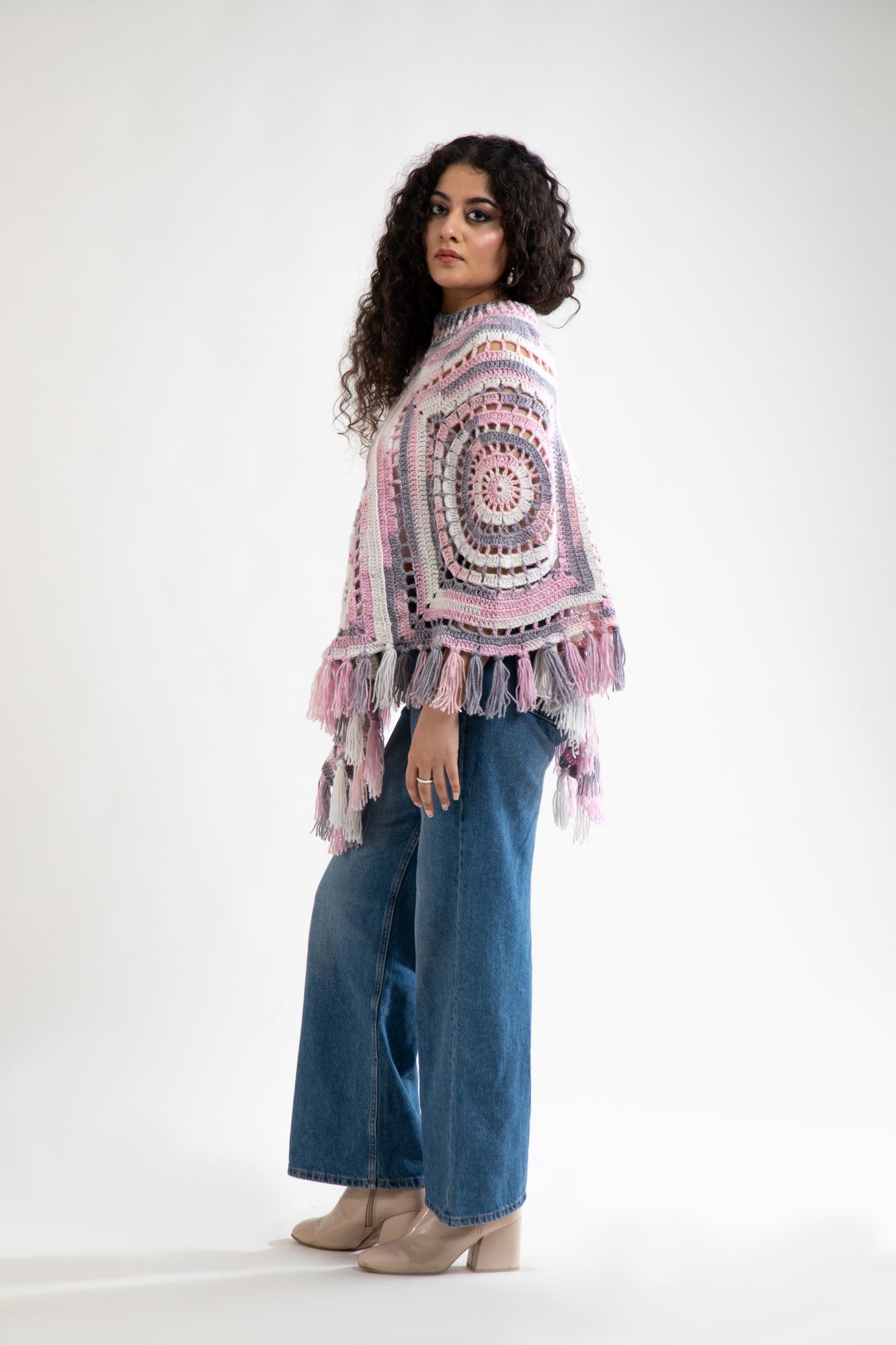 Blossom Glow Crochet Poncho