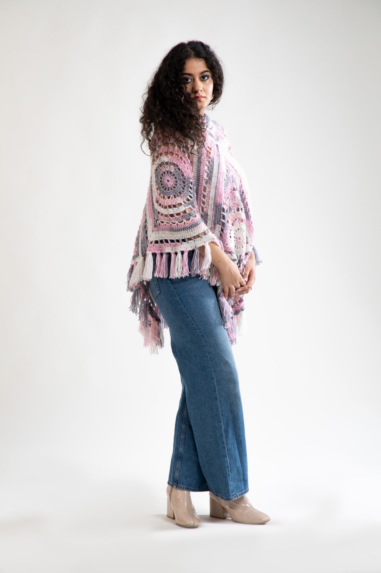Blossom Glow Crochet Poncho
