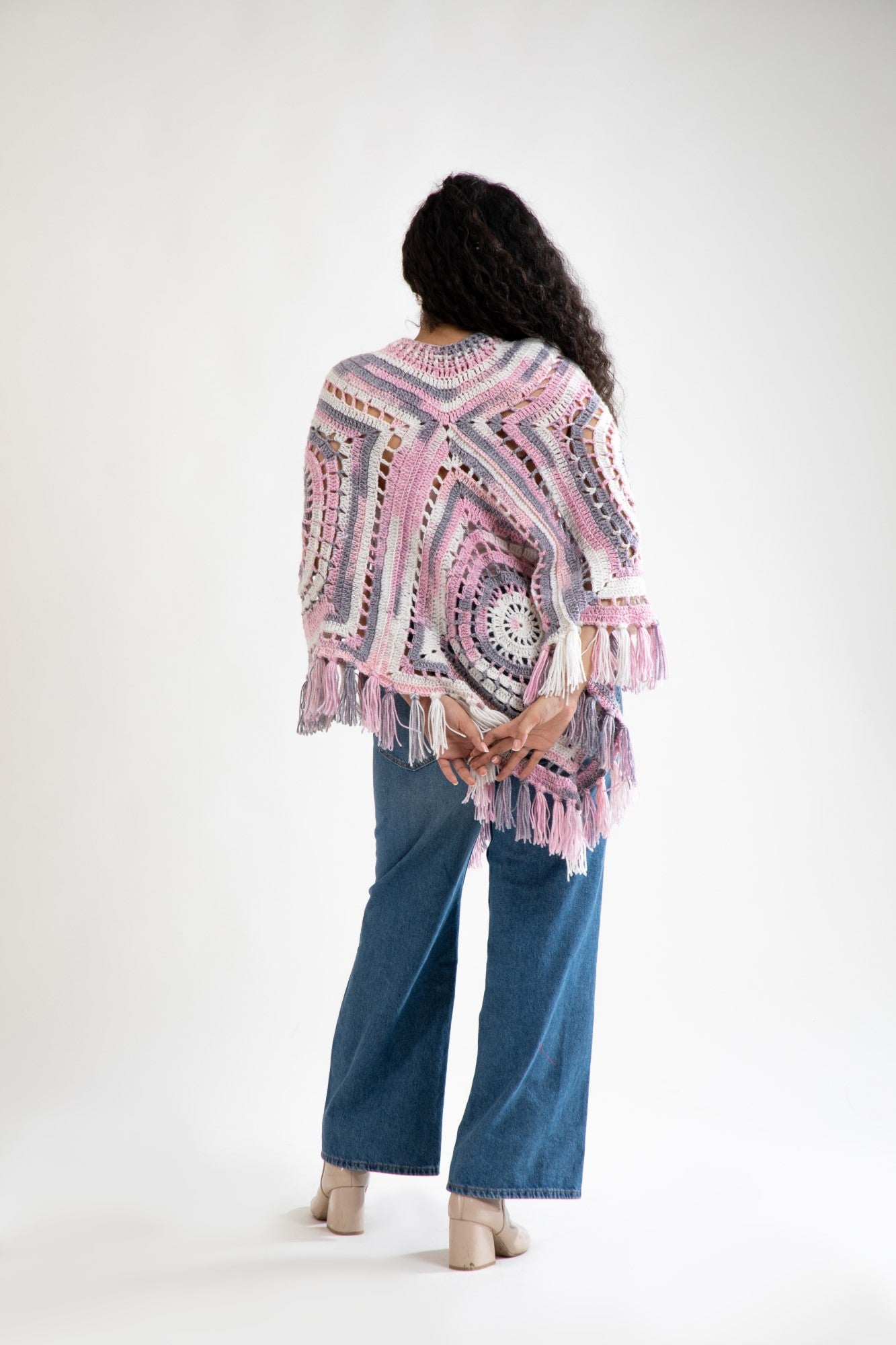 Blossom Glow Crochet Poncho