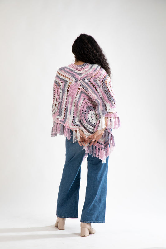 Blossom Glow Crochet Poncho