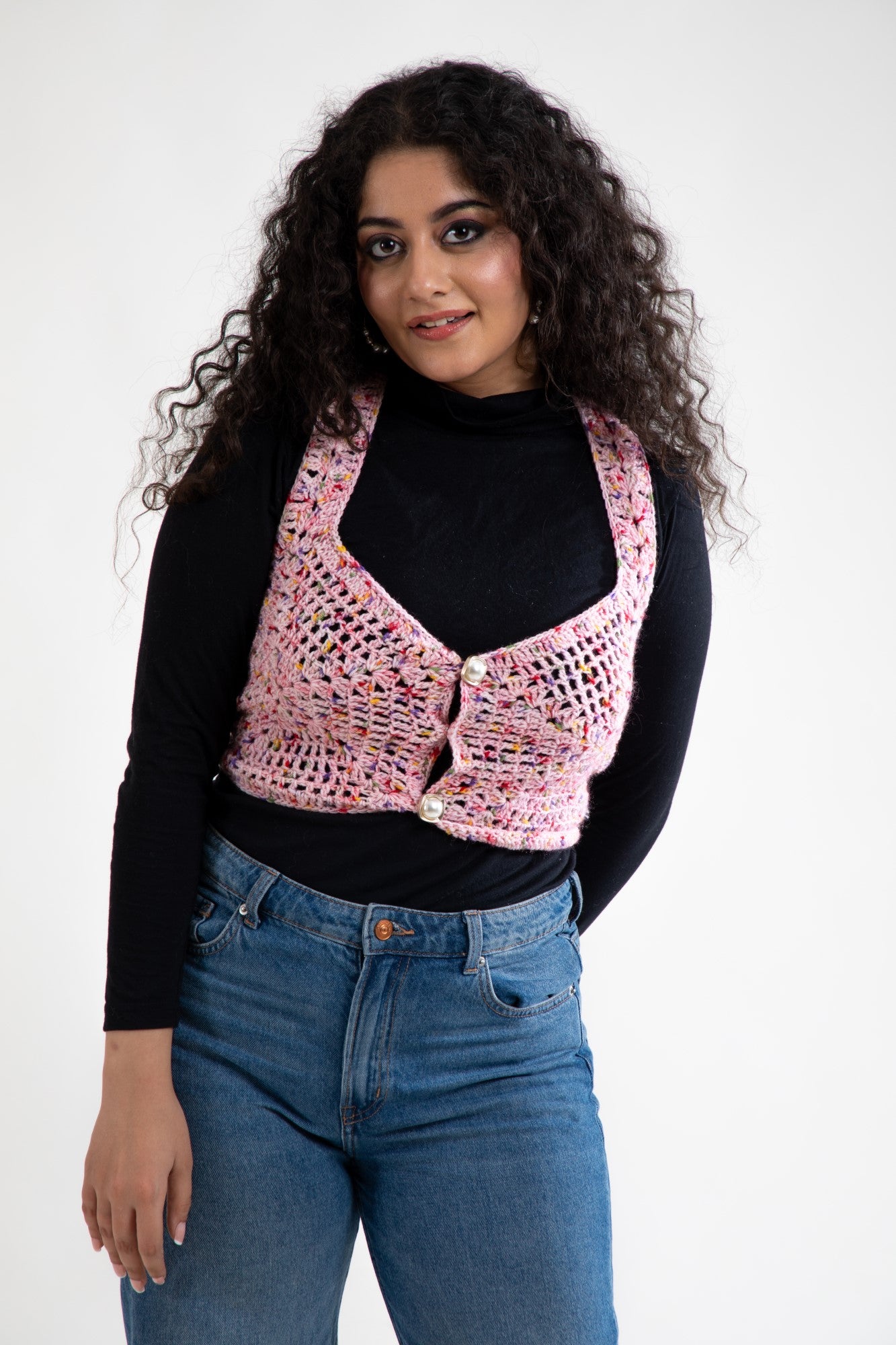 Rose Bloom Crochet Vest