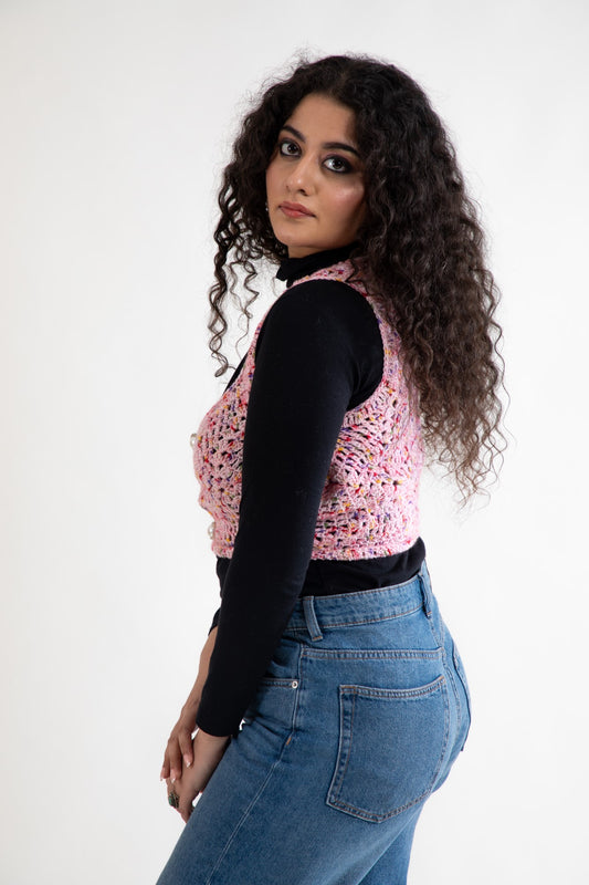 Rose Bloom Crochet Vest