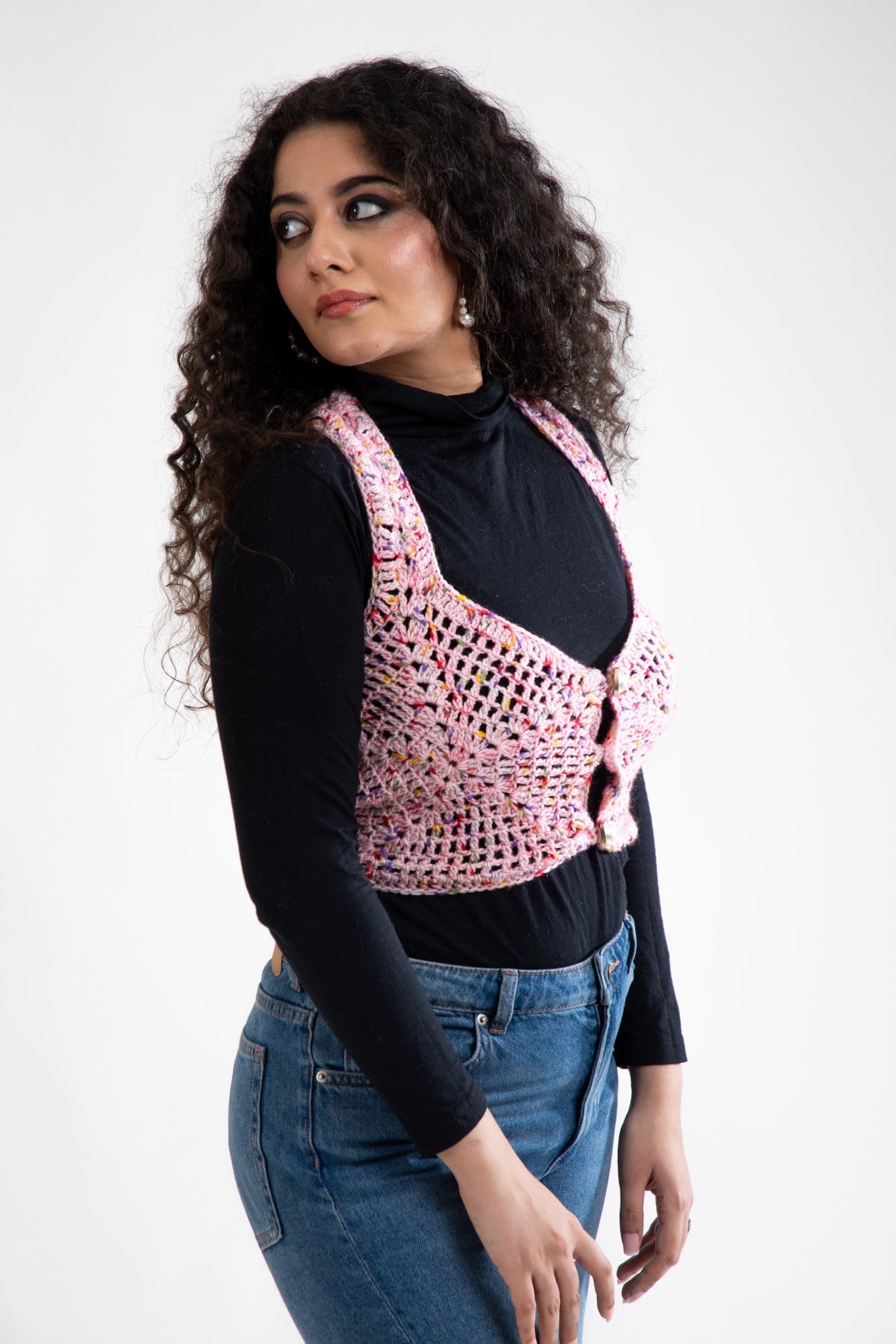 Rose Bloom Crochet Vest