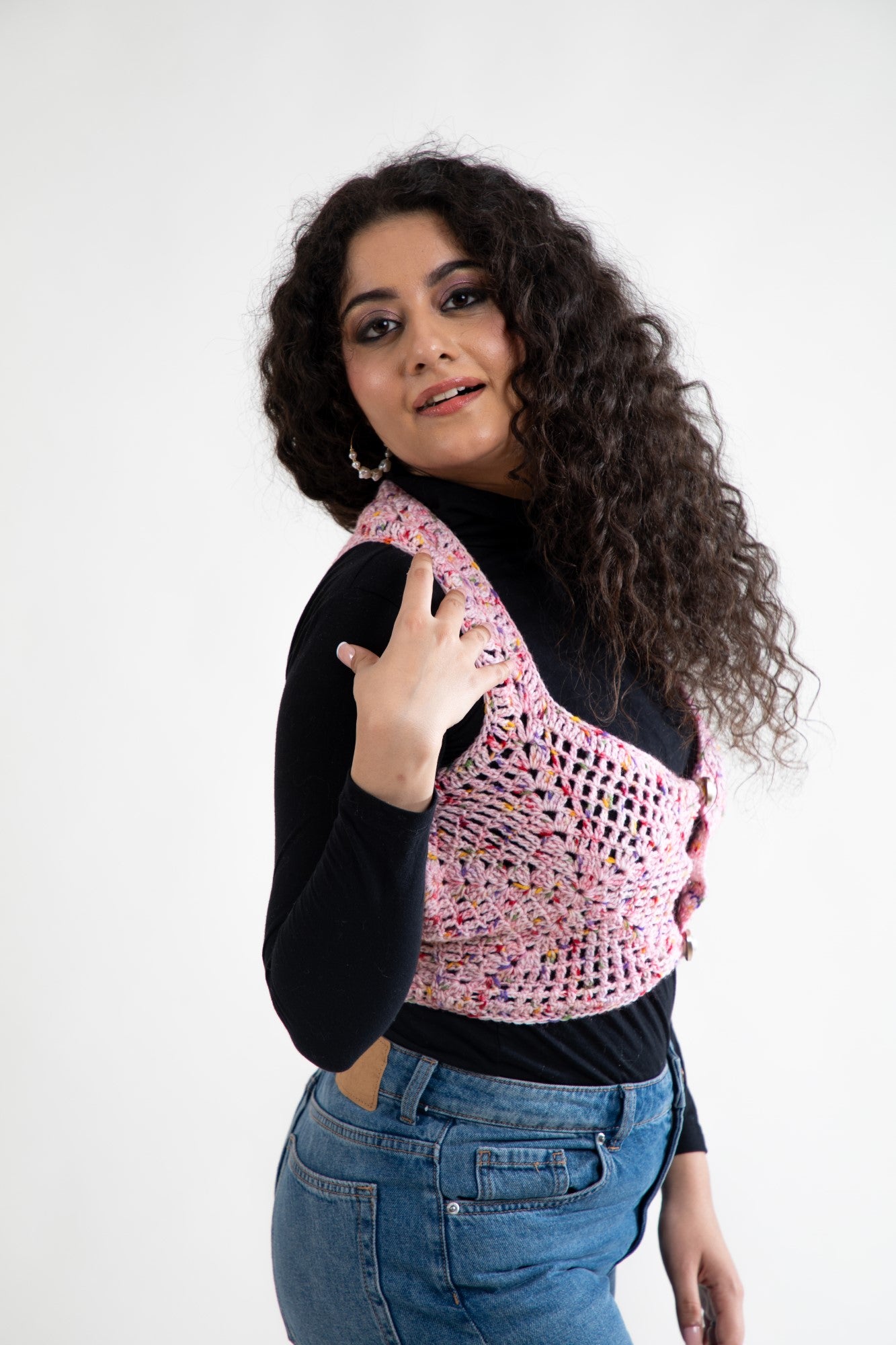 Rose Bloom Crochet Vest