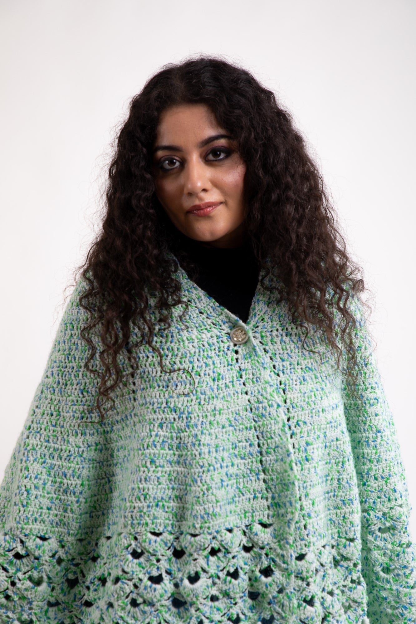 Mint Cascade Crochet Cape