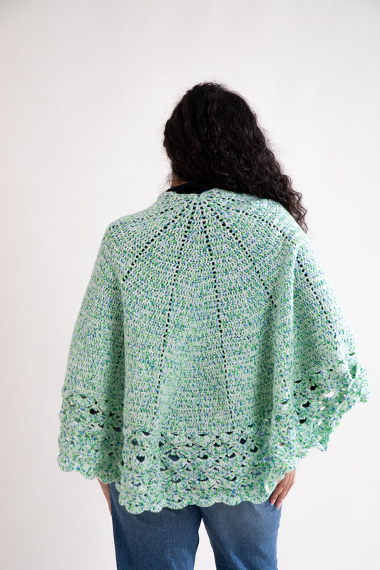 Mint Cascade Crochet Cape