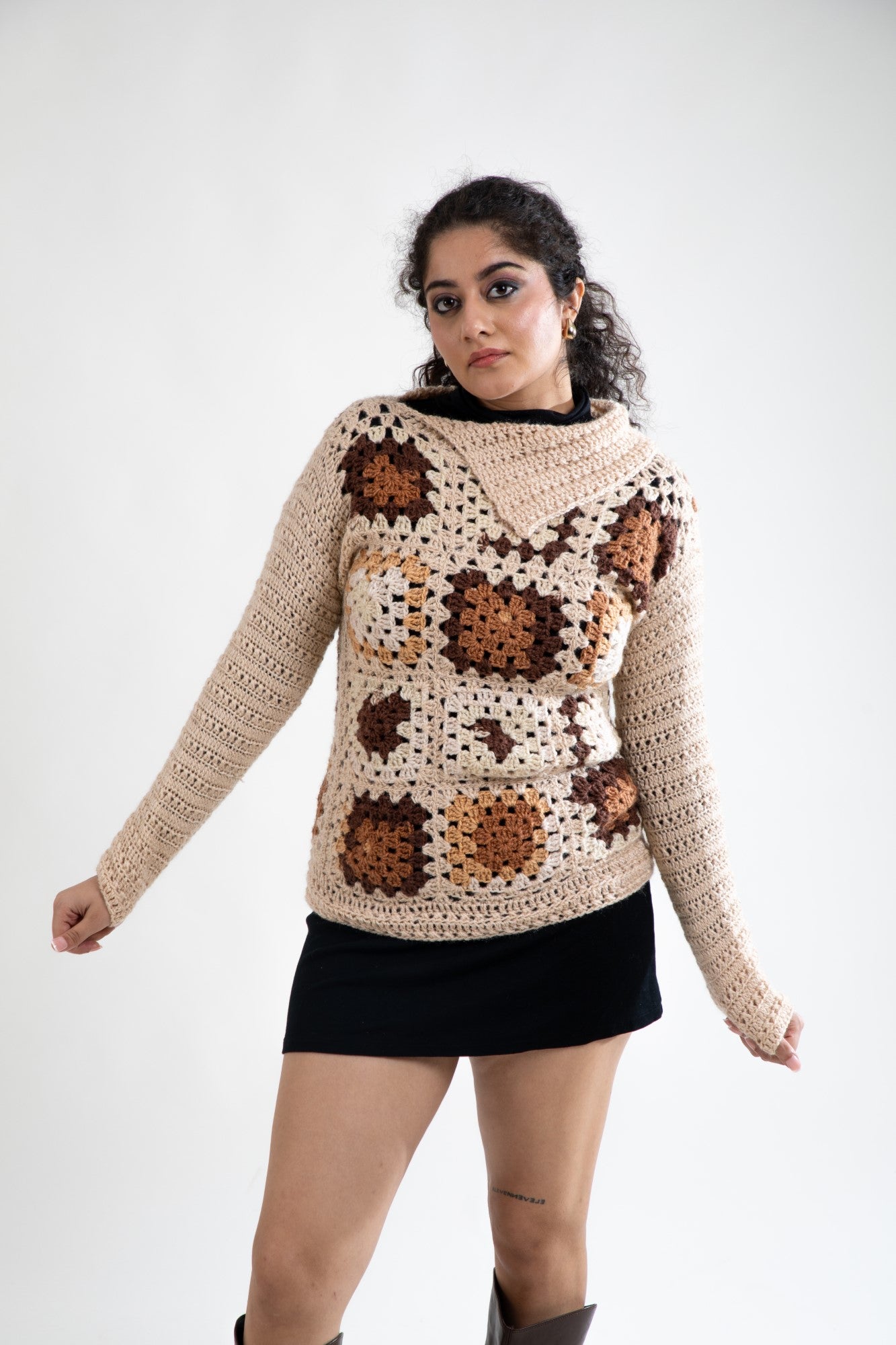 Cozy Mosaic Crochet Sweater