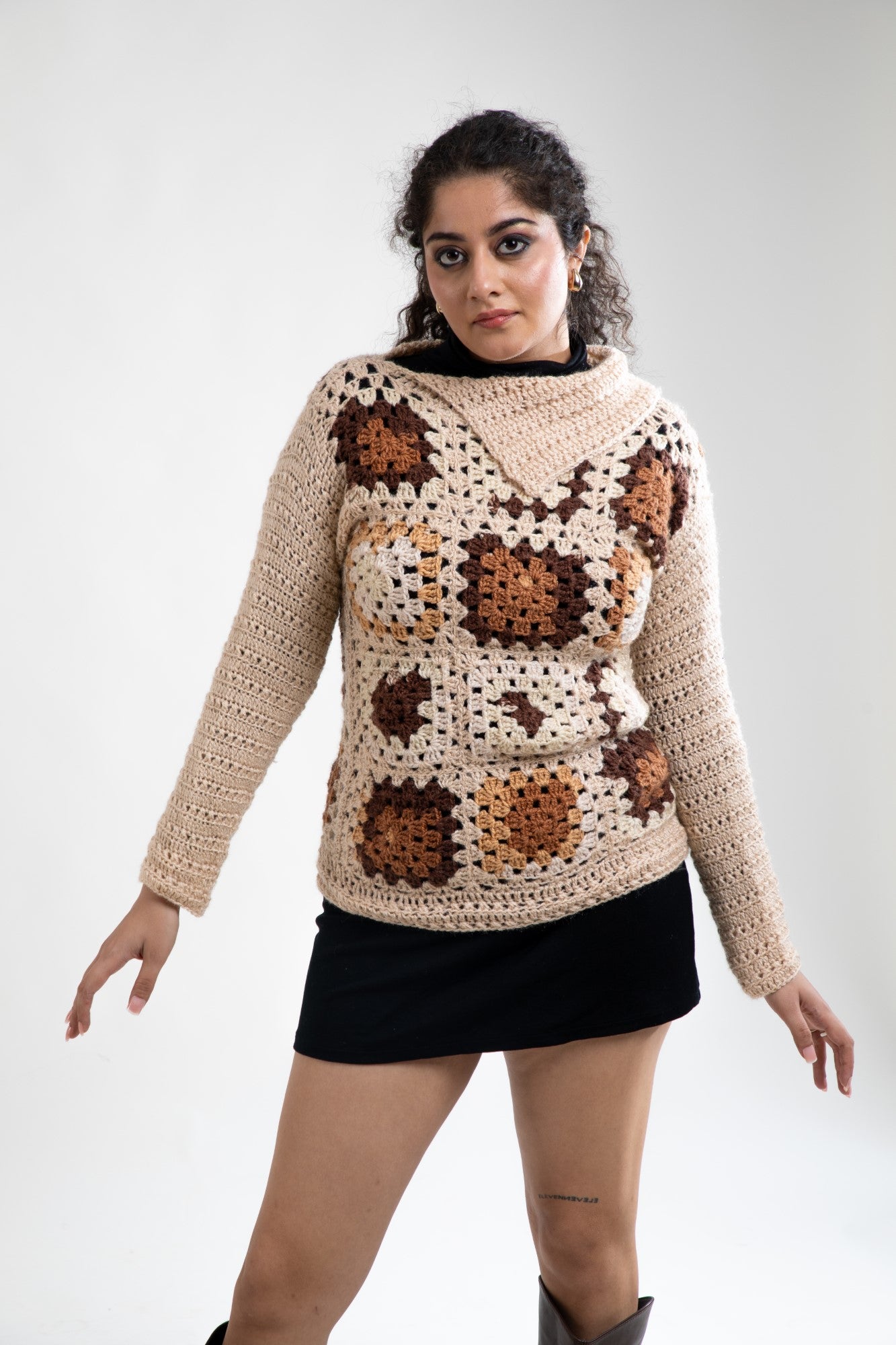 Cozy Mosaic Crochet Sweater