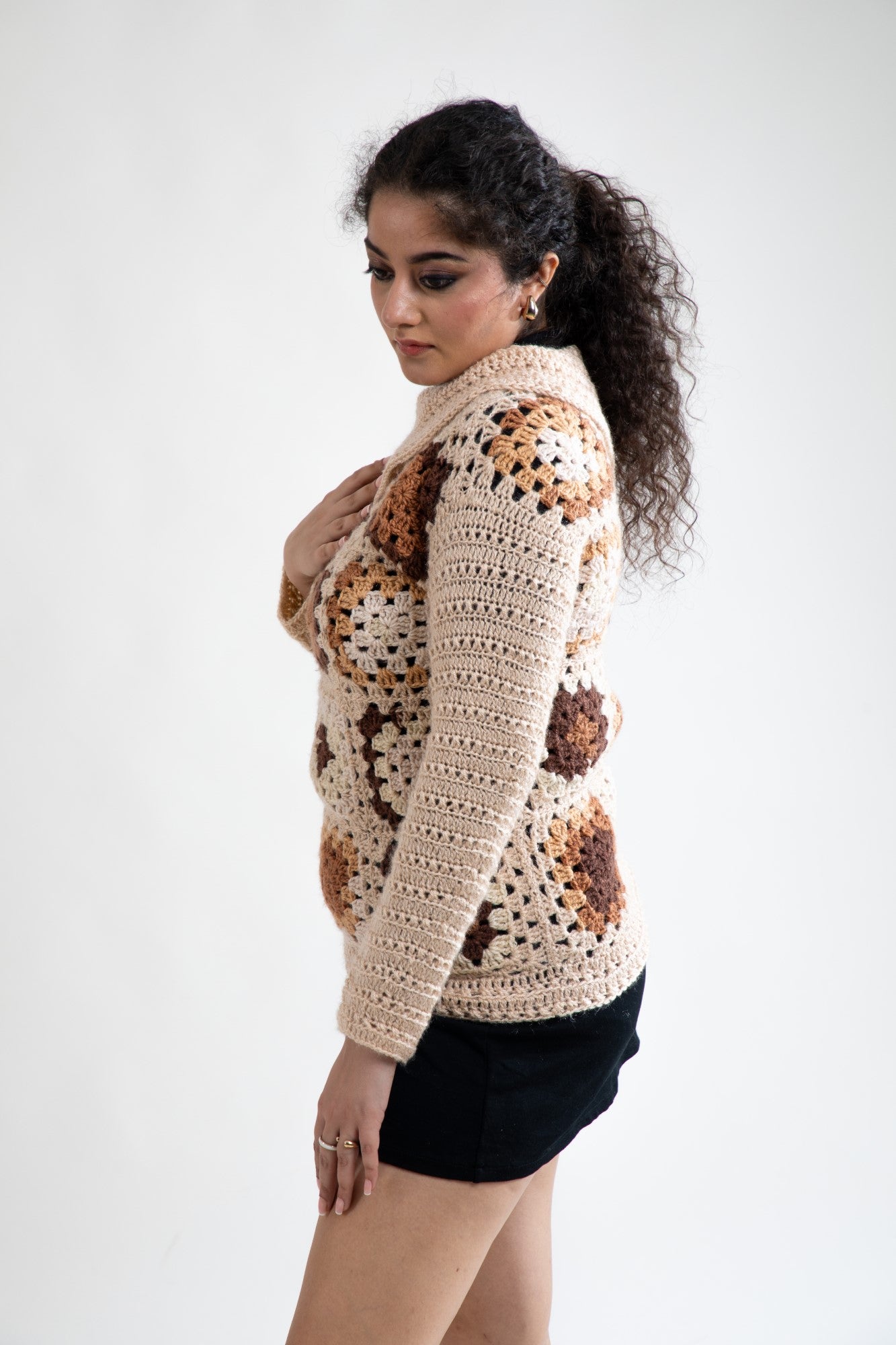 Cozy Mosaic Crochet Sweater