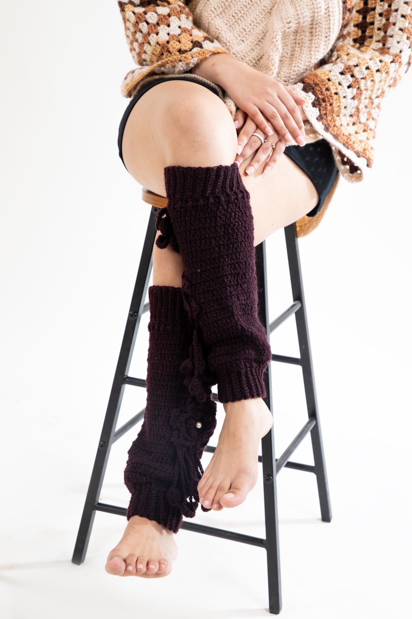Midnight Plum Crochet Leg Warmers