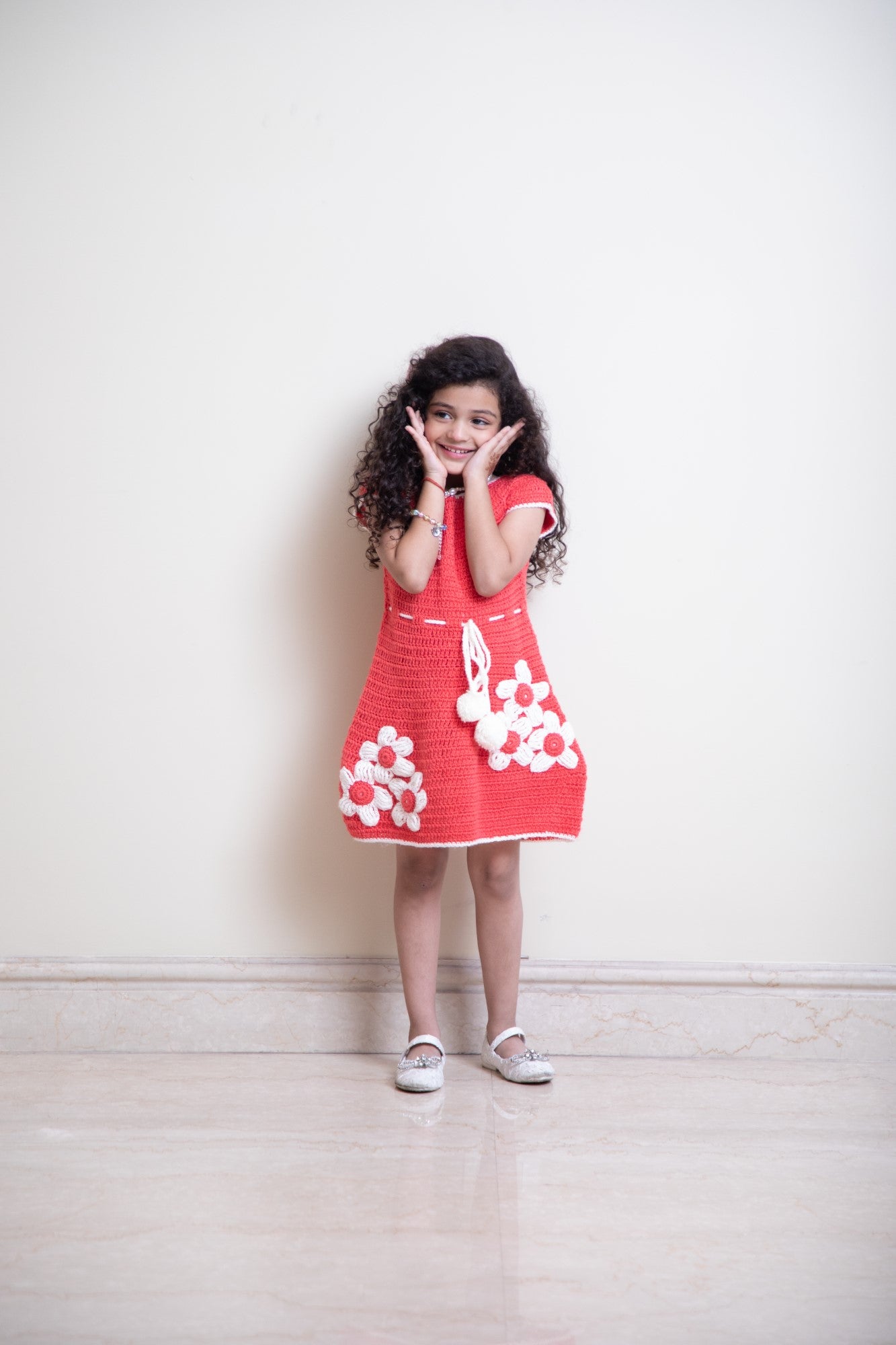 Blooming Coral Kids Crochet Dress