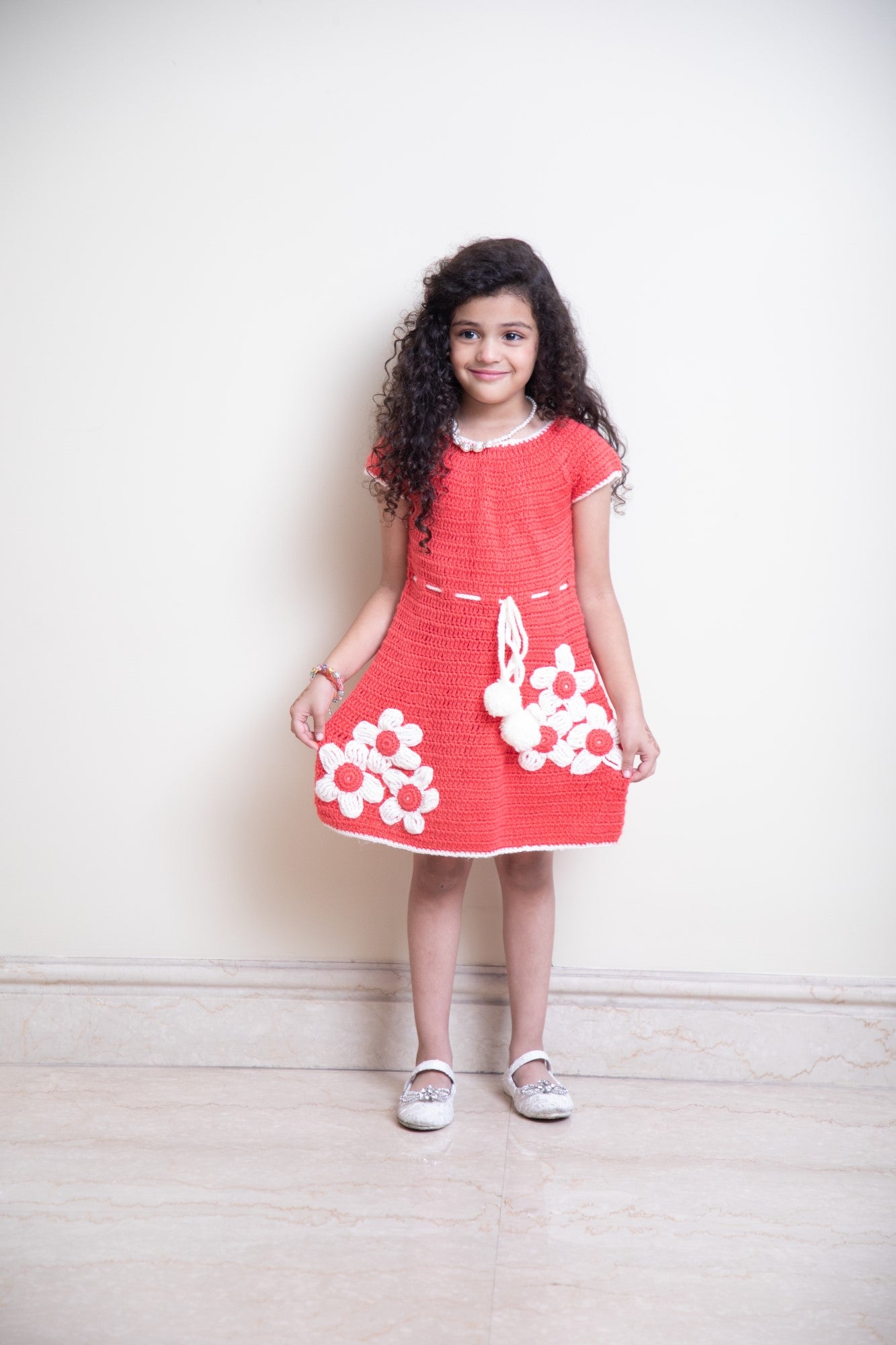 Blooming Coral Kids Crochet Dress