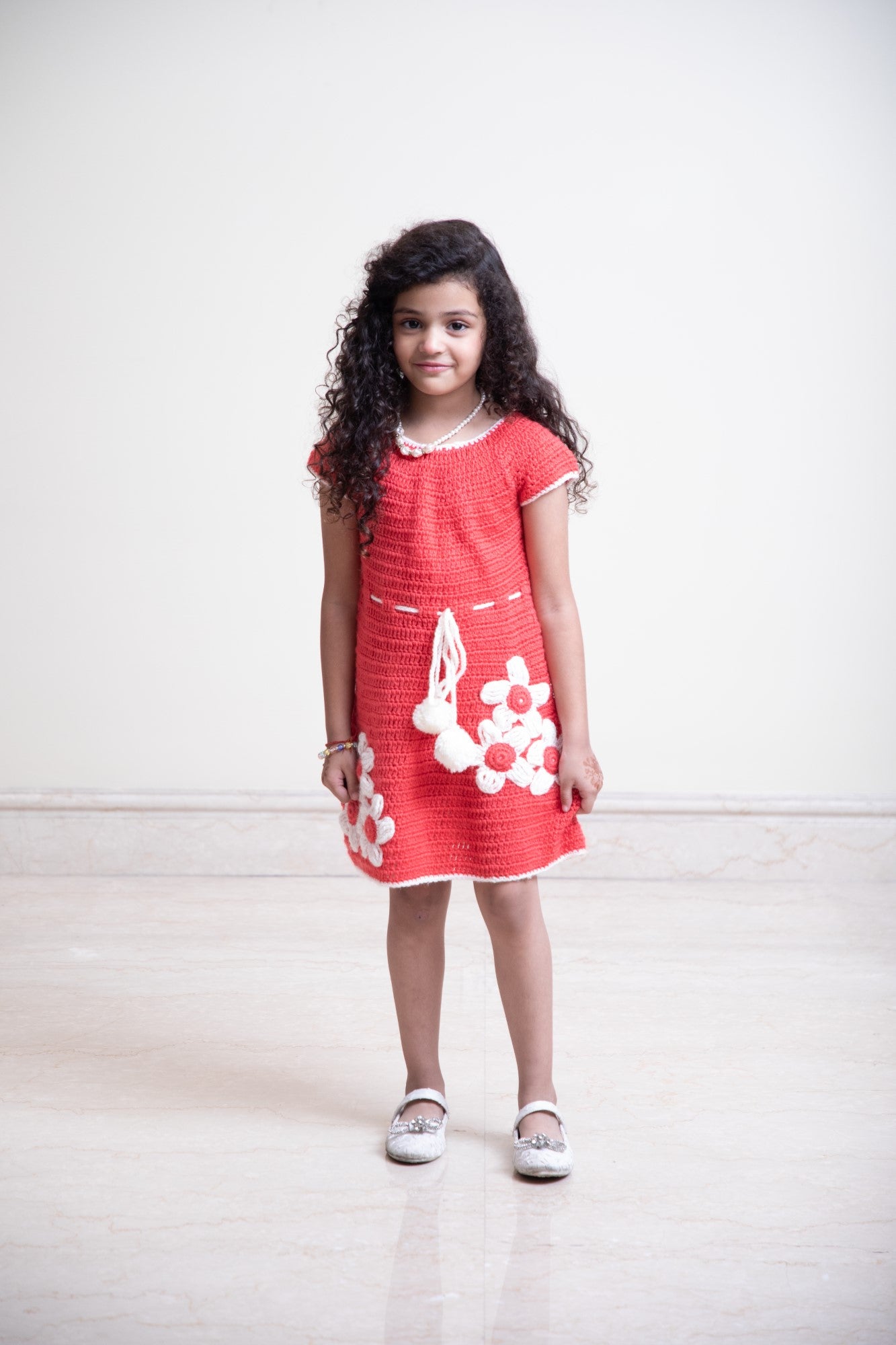 Blooming Coral Kids Crochet Dress