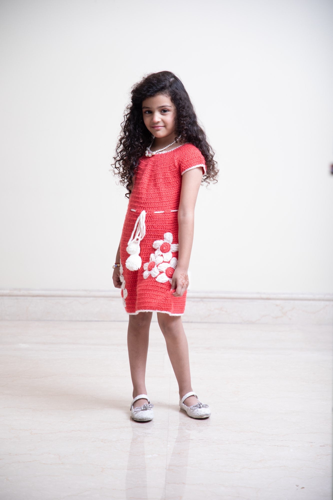 Blooming Coral Kids Crochet Dress