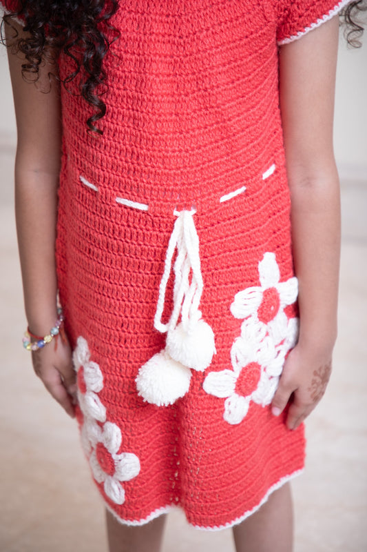 Blooming Coral Kids Crochet Dress