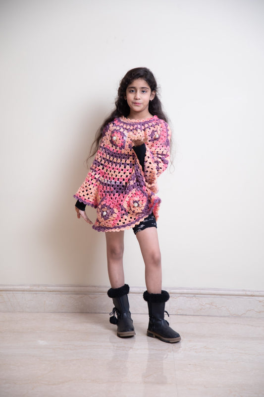 Twinkle Patch Kids Crochet Poncho