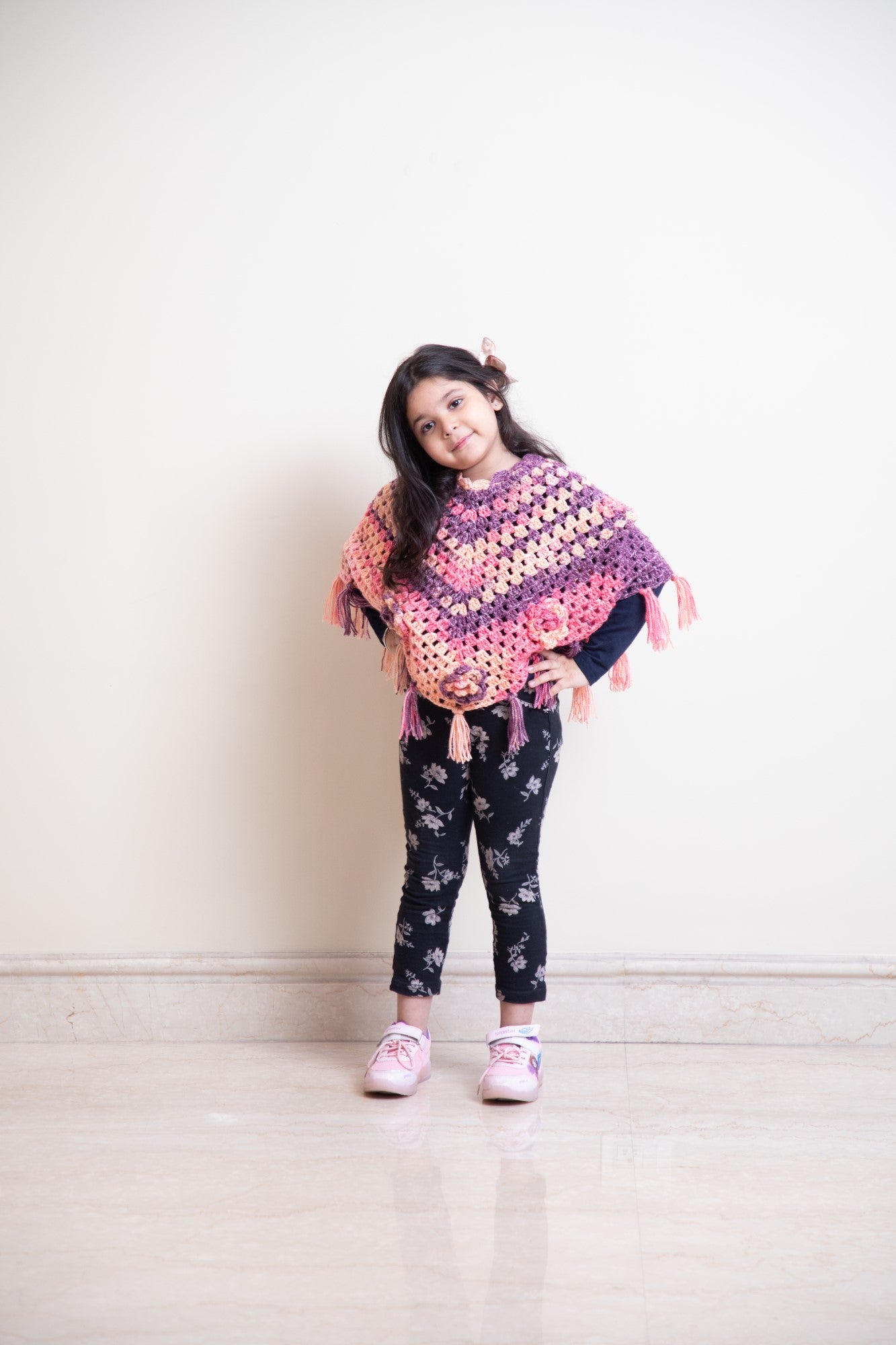 Twilight Bloom Kids Crochet Poncho