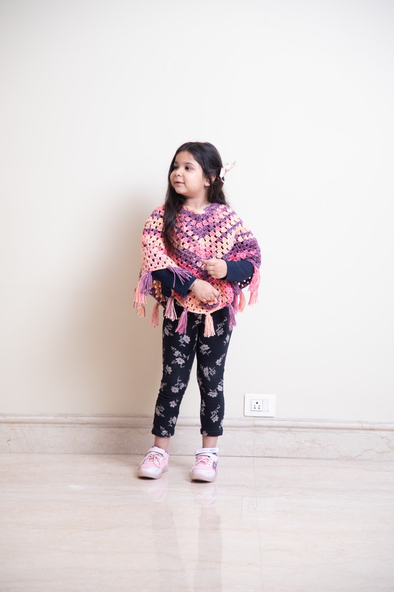 Twilight Bloom Kids Crochet Poncho