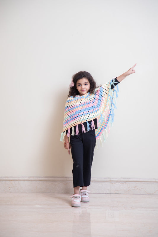 Rainbow Breeze Kids Crochet Poncho