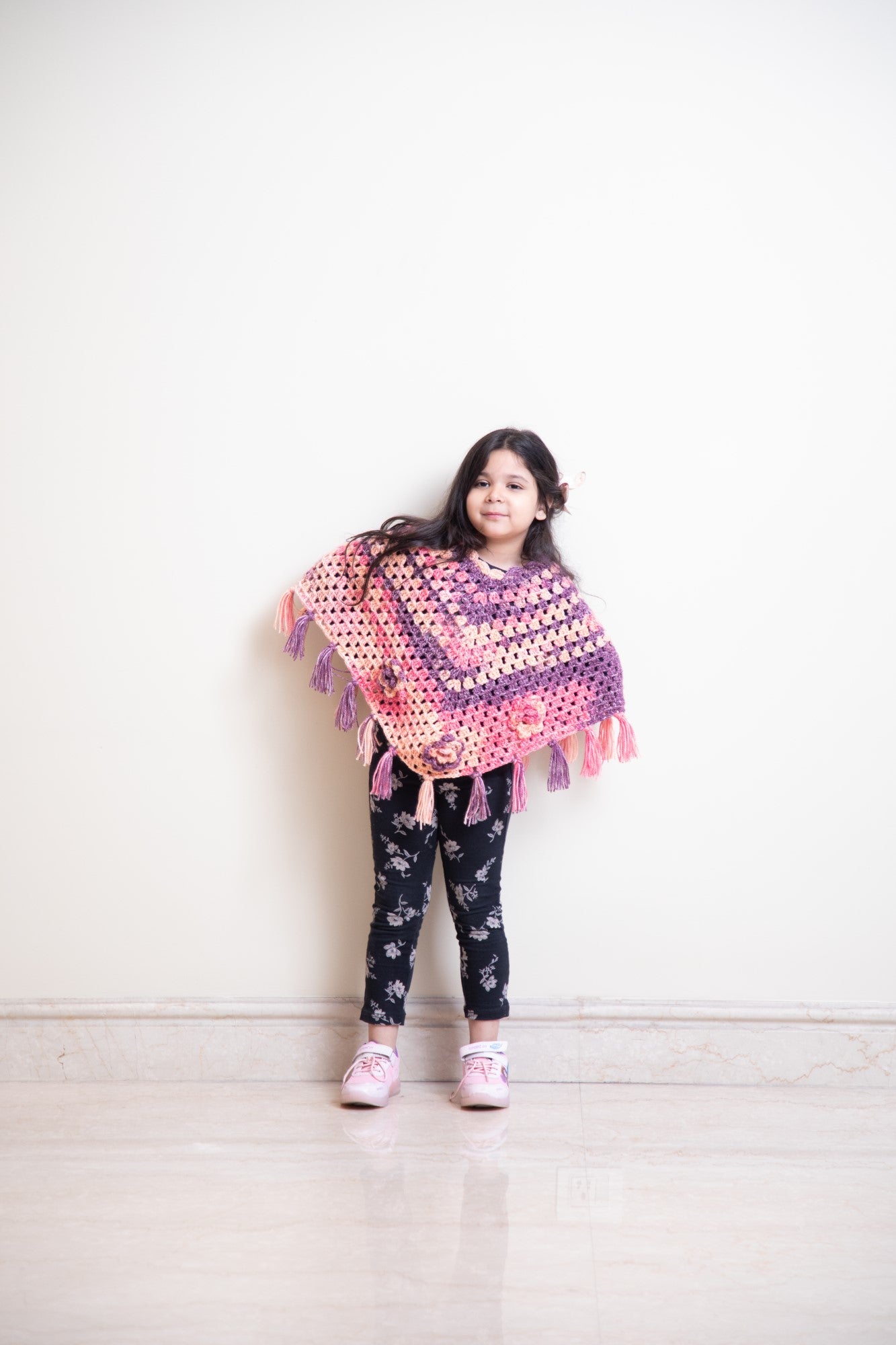 Twilight Bloom Kids Crochet Poncho