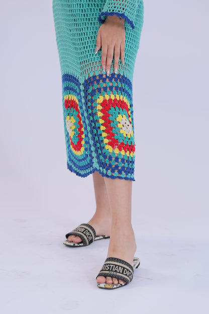 Aqua Mandala Crochet Dress