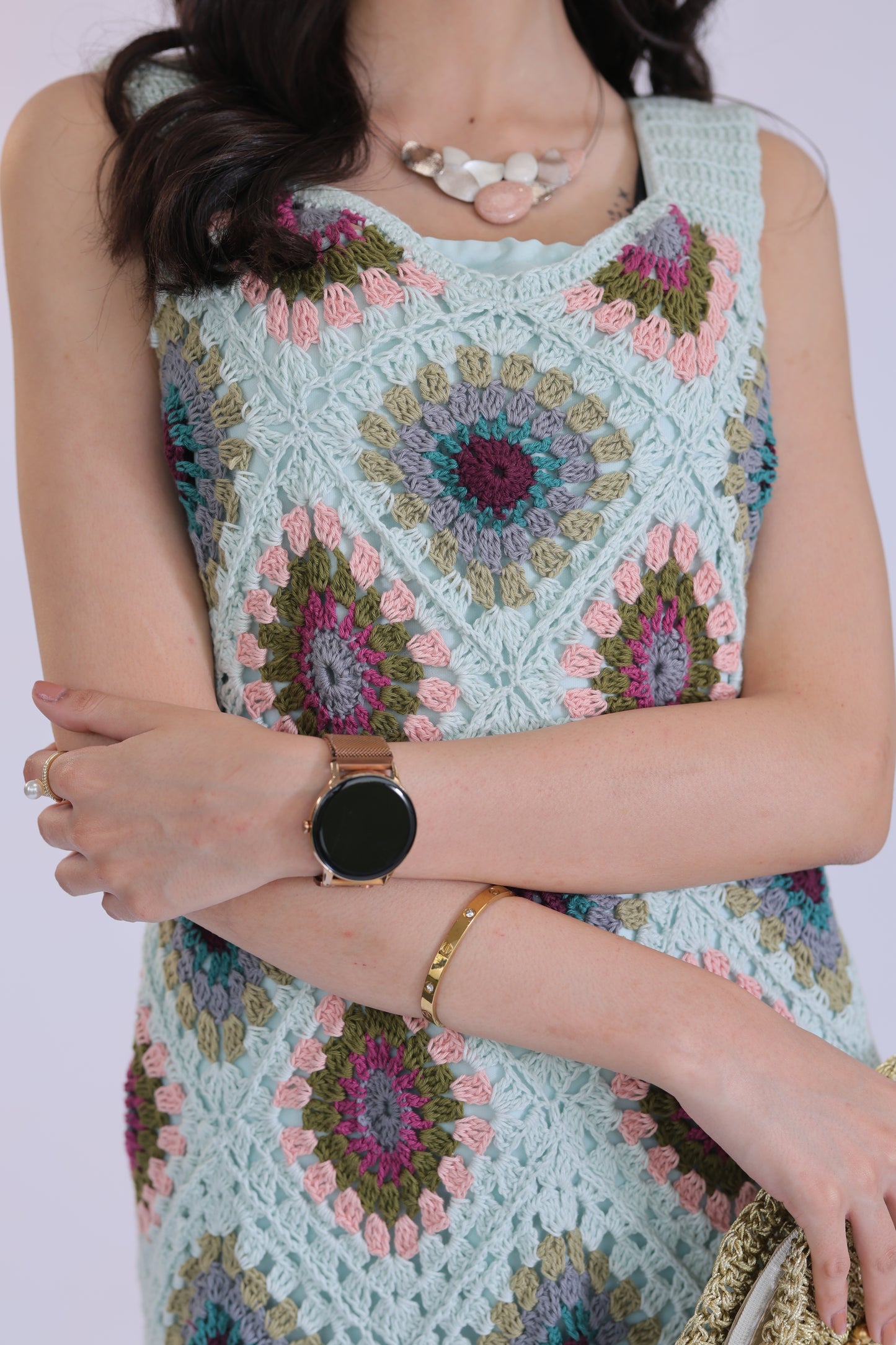 Pastel Meadow Crochet Dress