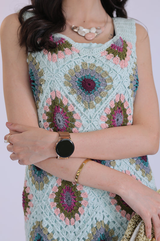 Pastel Meadow Crochet Dress