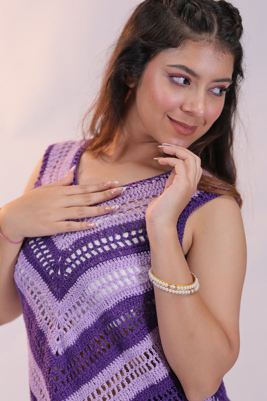 Lilac Chevron Crochet Top