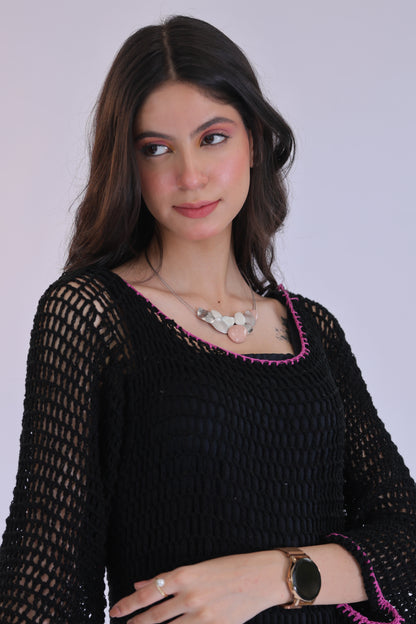 Black Mandala Crochet Dress