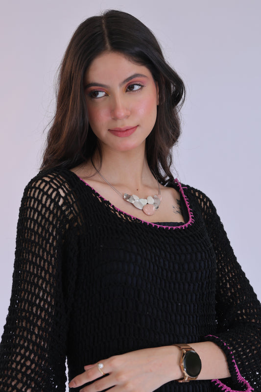 Black Mandala Crochet Dress