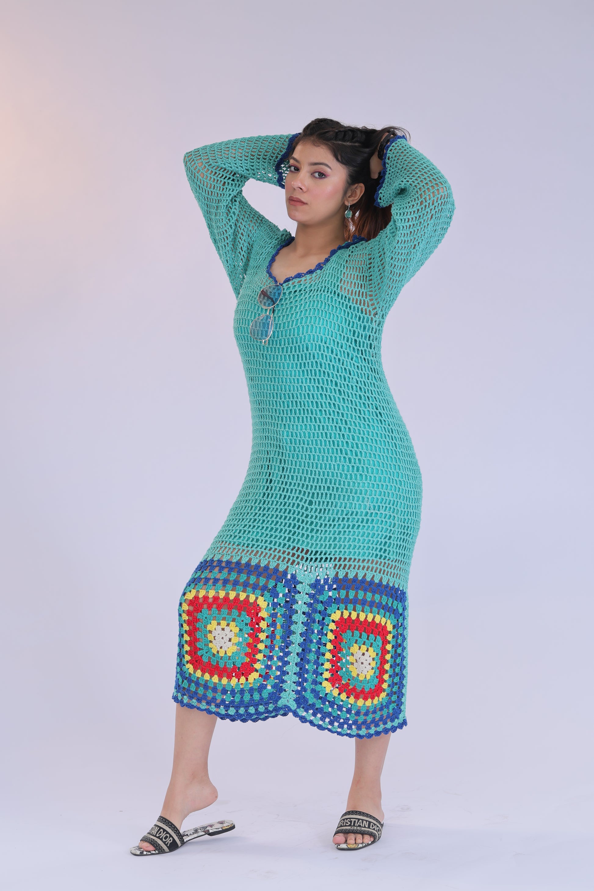 Aqua Mandala Crochet Dress Custom