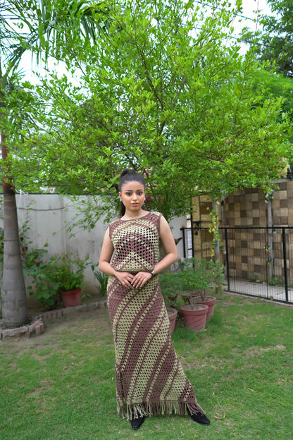 Earth Tone Crochet Co-ord Set – Brown & Sage