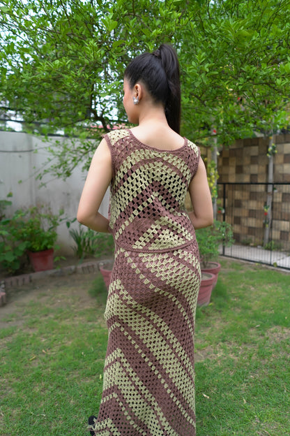 Earth Tone Crochet Co-ord Set – Brown & Sage