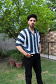 Navy & White Striped Handmade Crochet Shirt