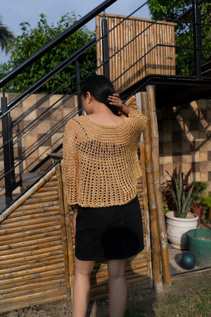 Golden Beige Handmade Mesh Pullover