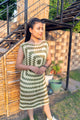 Olive White Handmade Granny Square Dress