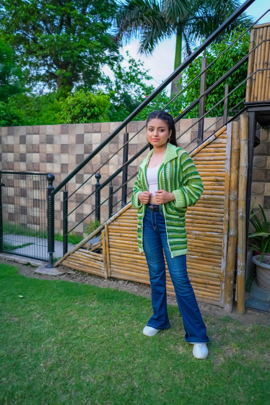 Forest Stripes Handmade Cardigan