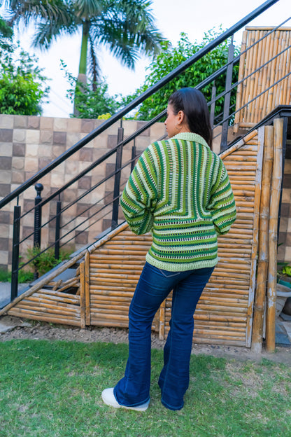 Forest Stripes Handmade Cardigan