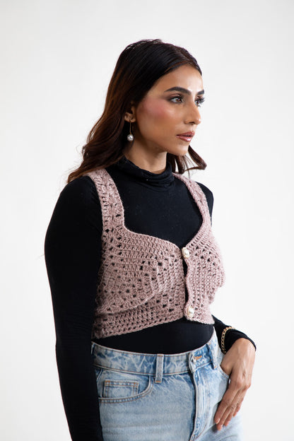 Mocha Luxe Crochet Vest