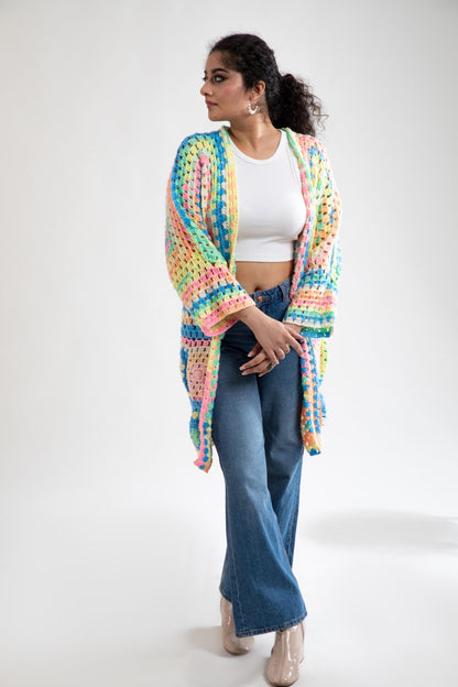 Rainbow Radiance Crochet Wrap