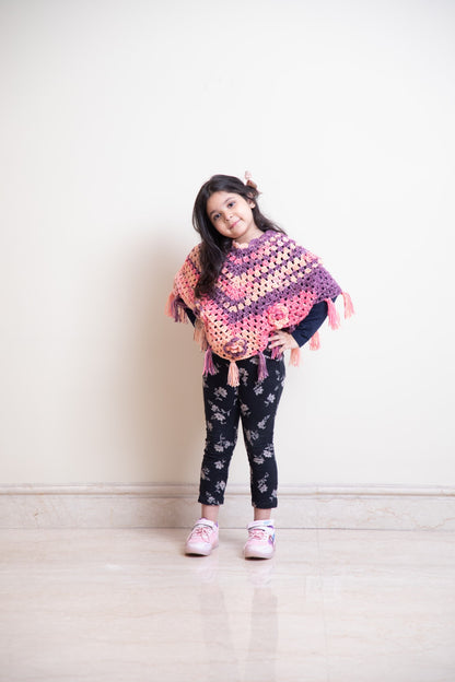 Twilight Bloom Kids Crochet Poncho
