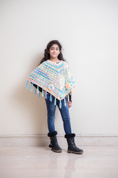 Meadow Blossom Kids Crochet Poncho