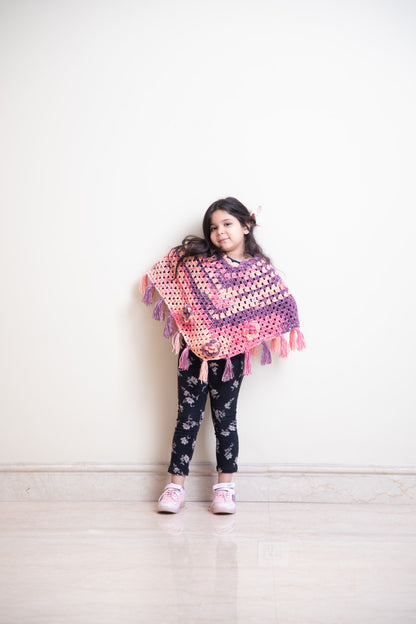 Twilight Bloom Kids Crochet Poncho