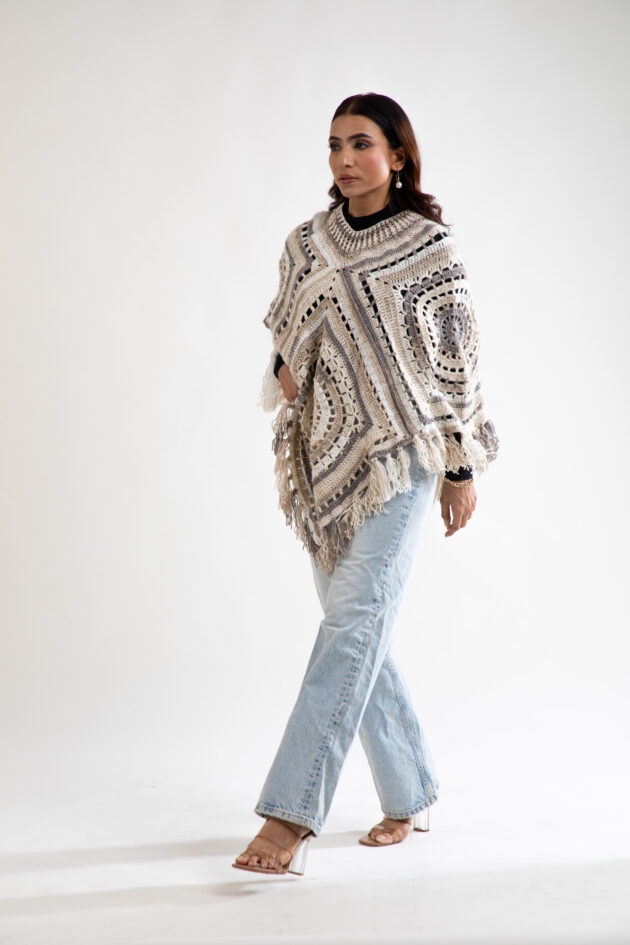 Desert Mirage Crochet Poncho - Image 2